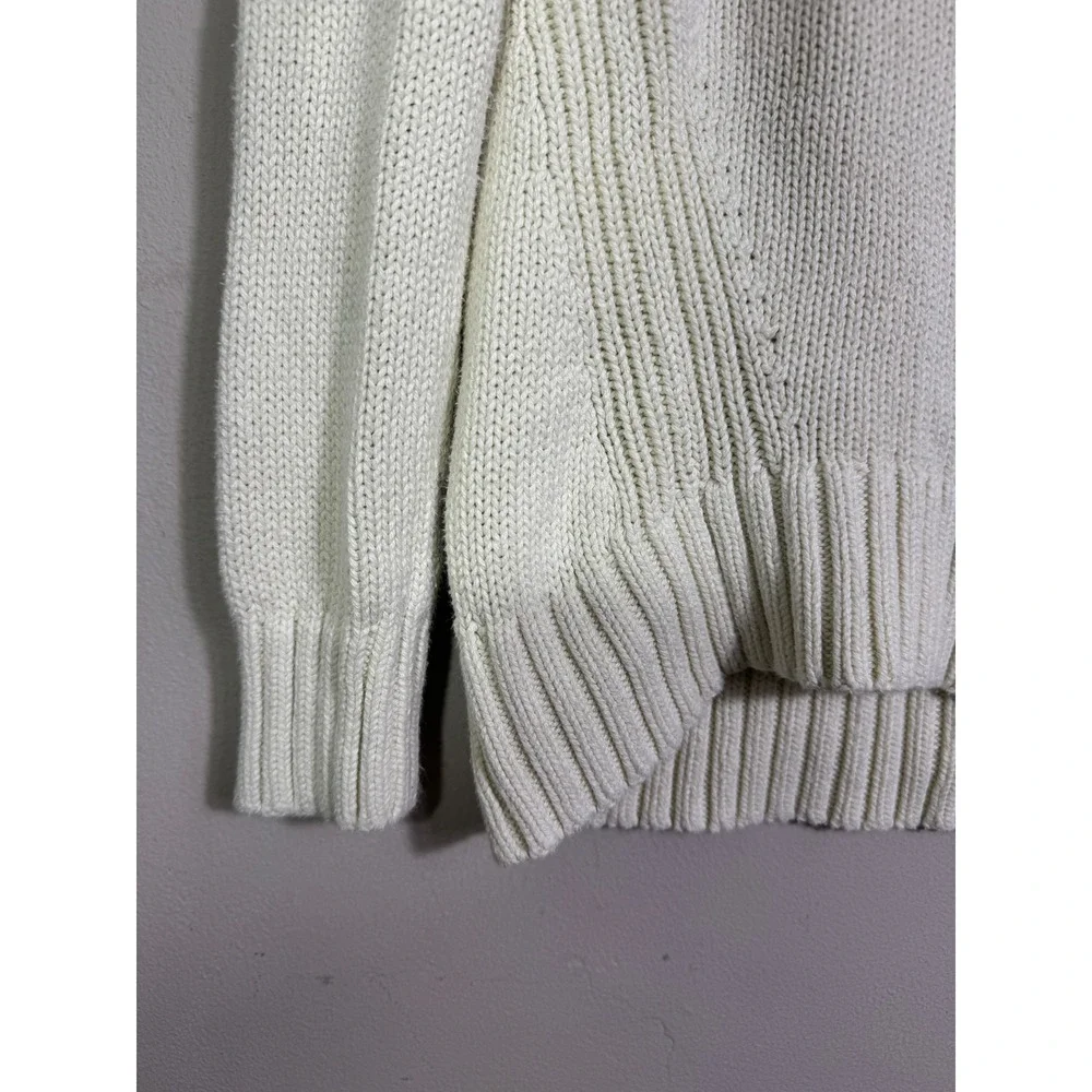 J.Crew Women's 1988 Rollneck Cotton Sweater Size S Cream Fisherman Quiet Luxury